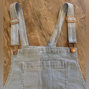 Railroad Striped Denim Overalls with Adjustable Straps. Super Cute!